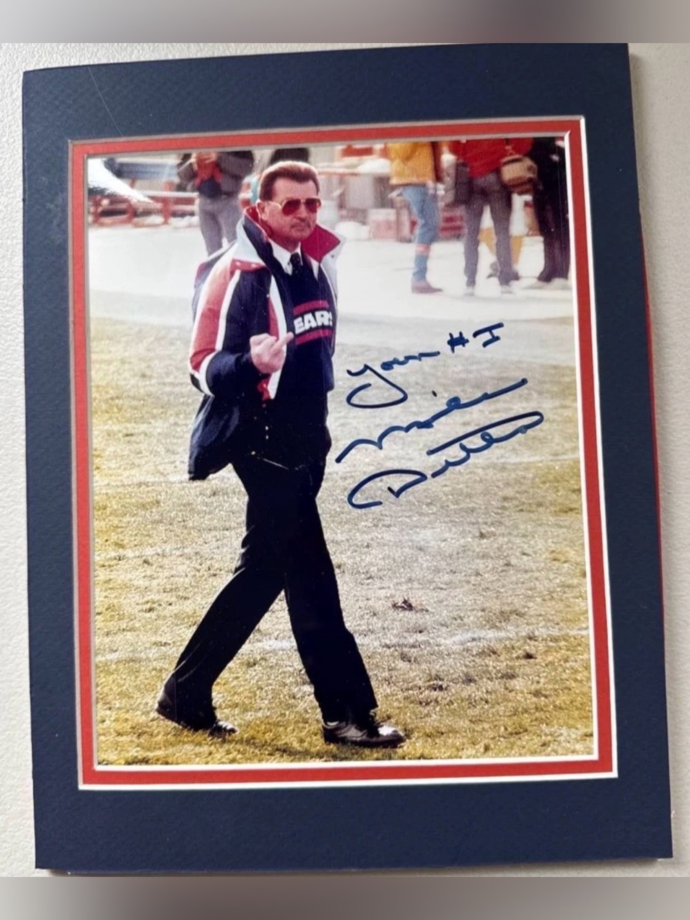 Mike Ditka Signed Autographed 8x10 Photo Youre #1 Middle Finger Matted Bears